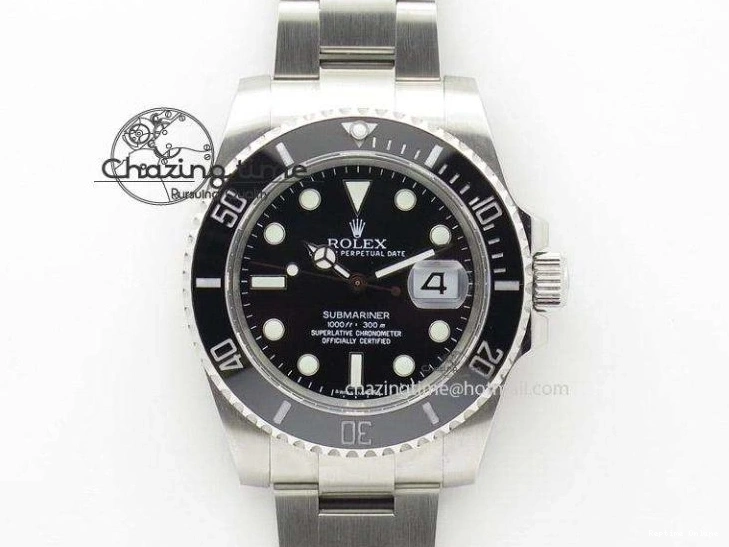 0109 Submariner 40mm Black Ceramic 5GF Best Edition Cream Dial on Black Rubber Strap SA Neat 2470